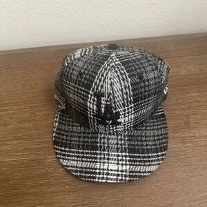 New RARE La dodgers plaid check black & white fitted hat cap